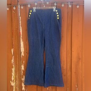 INC International Concepts Dark Blue Flare Jeans with Gold Accents